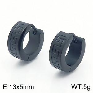 13*5mm Fashion Ear Buckle Stainless Steel Great Wall Pattern Earrings for Men and Women - KE109646-XY