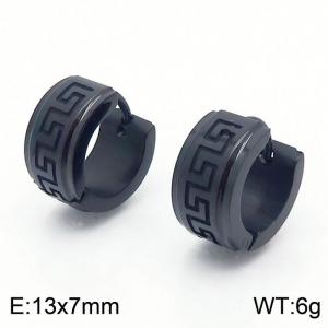 13*7mm Fashion Ear Buckle Stainless Steel Great Wall Pattern Earrings for Men and Women - KE109650-XY