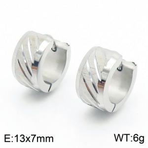 13 *7mm trendy stainless steel earrings with sanded geometric stripes for men and women - KE109657-XY