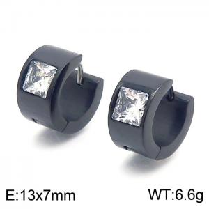 13*7mm small design small square diamond ear buckle titanium steel inlaid diamond men's and women's ear rings - KE109667-XY