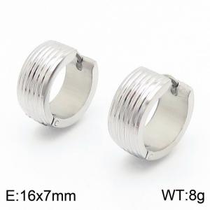 16*7mm curved stripe ear buckle, stainless steel male and female earring - KE109670-XY