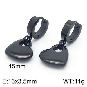 Korean version titanium stainless steel peach heart pendant flat ear buckle - KE109726-Z