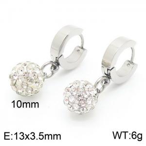Korean version of fashion stainless steel diamond ball pendant flat ear buckle - KE109748-Z