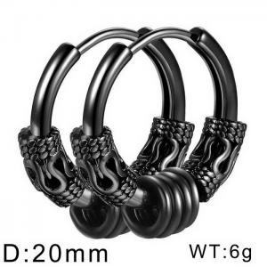Stainless steel simple and fashionable circular dragon pattern totem temperament black earrings - KE109785-WGMW