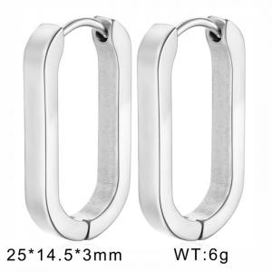 European and American fashion stainless steel simple oval women's charm silver earrings - KE109798-WGMW