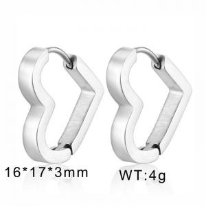 European and American fashion stainless steel simple heart-shaped women's charm silver earrings - KE109803-WGMW