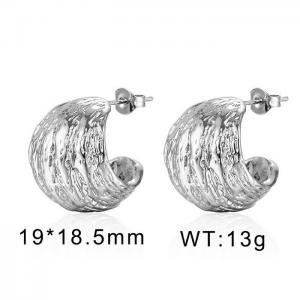 Stainless steel European and American minimalist fashion C-shaped convex pit female charm silver earrings - KE109815-WGMW