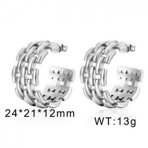 Stainless steel European and American fashion C-shaped geometric hollow charm women's gold earrings - KE109816-WGMW