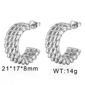 Stainless steel European and American fashion C-shaped geometric charm women's silver earrings - KE109819-WGMW