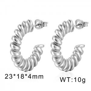 European and American INS cool and cool temperament spiral pattern C-shaped open women's stainless steel silver earrings - KE109823-WGMW
