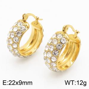 Stainless Steel Zirconia Round Hollow Earrings for Women Wedding Party Jewelery Gift - KE110157-KFC