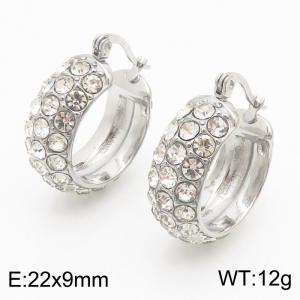 Stainless Steel Zirconia Round Hollow Earrings for Women Wedding Party Jewelery Gift - KE110158-KFC