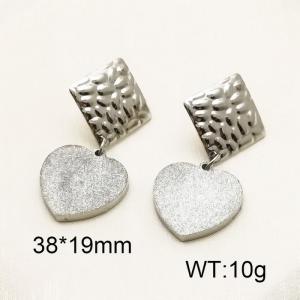 Stainless Steel 304 Unique Earring With Heart Charm Women Silver Color - KE110249-TJG