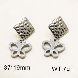 Stainless Steel 304 Unique Earring With Butterfly Charm Women Silver Color - KE110250-TJG
