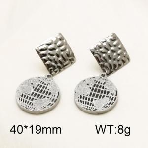 Stainless Steel 304 Unique Earring With World Map Charm Women Silver Color - KE110252-TJG