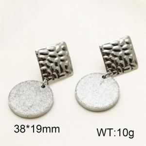 Stainless Steel 304 Unique Earring With Round Charm Women Silver Color - KE110253-TJG