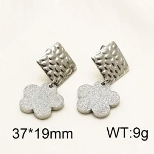 Stainless Steel 304 Unique Earring With Flower Charm Women Silver Color - KE110254-TJG
