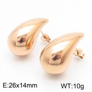 Women Rose-Gold Stainless Steel Waterdrop Shape Earrings - KE110326-KFC