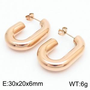 Women Rose-Gold Stainless Steel Hook Shape Earrings - KE110493-KFC