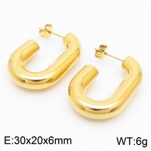 Women Gold-Plated Stainless Steel Hook Shape Earrings - KE110494-KFC