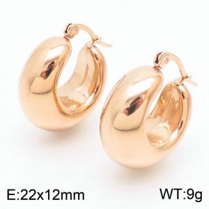 Women Rose-Gold Stainless Steel Half Circle Shape Earrings - KE110505-KFC