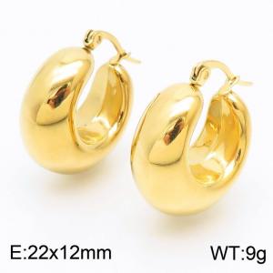 Women Gold-Plated Stainless Steel Half Circle Shape Earrings - KE110506-KFC