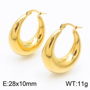 Women Gold-Plated Stainless Steel Crescent Shape Earrings - KE110509-KFC