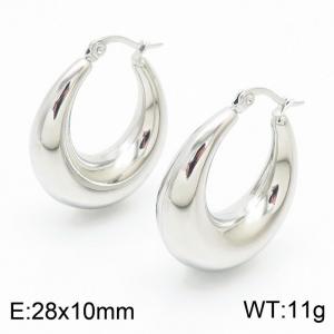 Women Stainless Steel Crescent Shape Earrings - KE110510-KFC