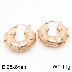 Women Rose-Gold Stainless Steel Pipe Circle Earrings - KE110532-KFC