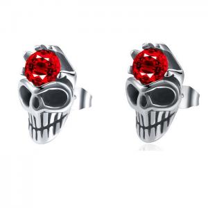 Japanese and Korean trend stainless steel skull stud earrings for men nightclub accessories - KE110538-WGLN