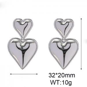 French heart-shaped stainless steel women's earrings - KE110547-WGJD
