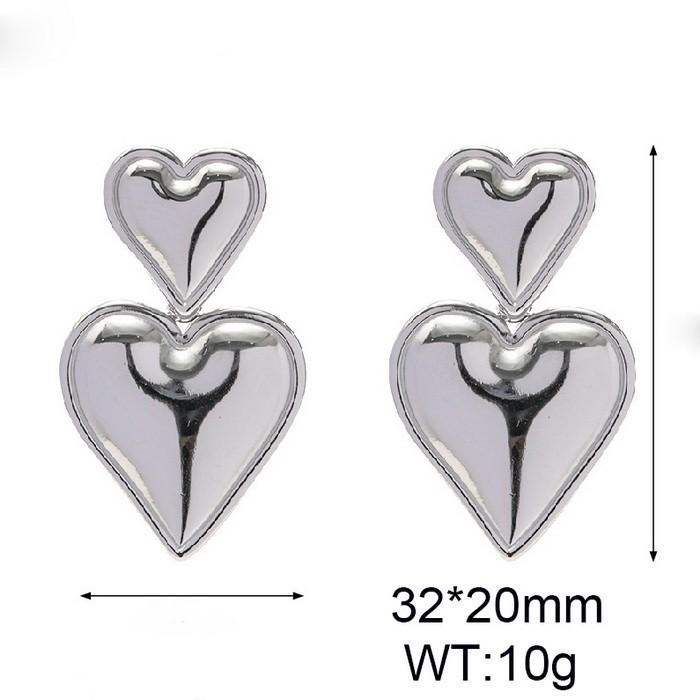 French heart-shaped stainless steel women's earrings