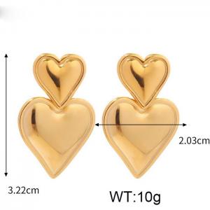French heart-shaped stainless steel women's earrings - KE110548-WGJD