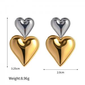 French heart-shaped stainless steel women's earrings - KE110549-WGJD