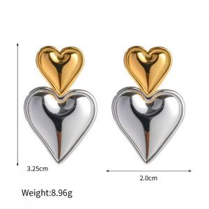 French heart-shaped stainless steel women's earrings - KE110550-WGJD
