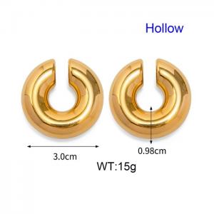 French round hollow stainless steel women's earrings - KE110552-WGJD