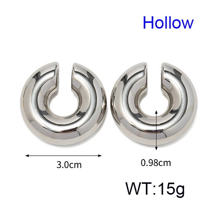 French round hollow stainless steel women's earrings