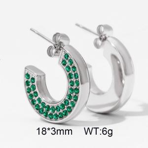 INS Wind All-match stainless steel C-shaped green zircon earrings for women - KE110557-WGTH