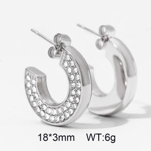 INS Wind All-match stainless steel C-shaped white zircon earrings for women - KE110560-WGTH