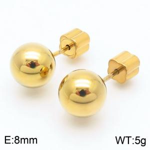 8mm spherical stainless steel simple and fashionable charm women's gold earrings - KE110769-Z