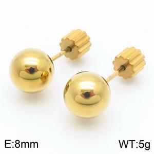 8mm spherical stainless steel simple and fashionable charm women's gold earrings - KE110771-Z