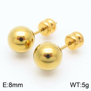 8mm spherical stainless steel simple and fashionable charm women's gold earrings - KE110773-Z