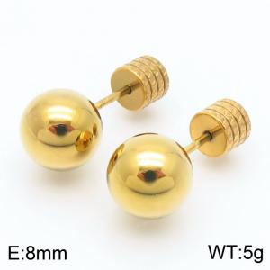 8mm spherical stainless steel simple and fashionable charm women's gold earrings - KE110775-Z