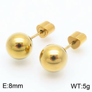 8mm spherical stainless steel simple and fashionable charm women's gold earrings - KE110777-Z