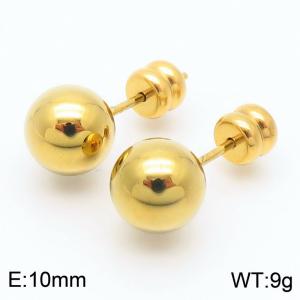 10mm spherical stainless steel simple and fashionable charm women's gold earrings - KE110778-Z