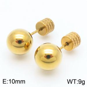 10mm spherical stainless steel simple and fashionable charm women's gold earrings - KE110784-Z