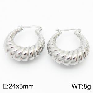 European wind twist flower crescent stainless steel lady earrings - KE110824-KFC
