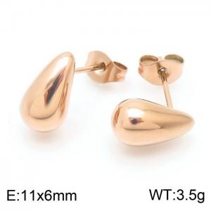 INS vacuum plated rose gold drop shaped stainless steel lady earrings - KE110856-KFC