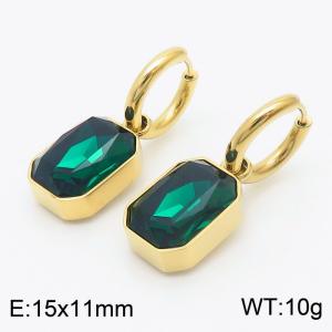 15x11mm Grey Rectangular Zircon Charm Earrings For Women Stainless Steel Earrings Gold Color - KE110880-HM