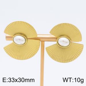33x30mm Geometrical Pearls Charm Earrings For Women Stainless Steel Earrings Gold Color - KE110890-HM